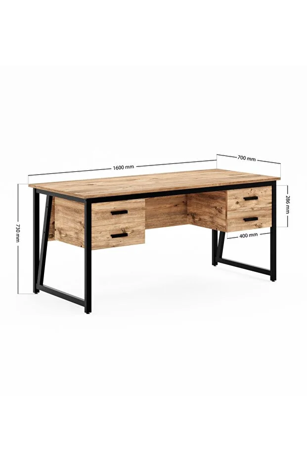 Çalışma Masası, Ofis Masası - 70x160 cm - Çam - 4 Çekmeceli